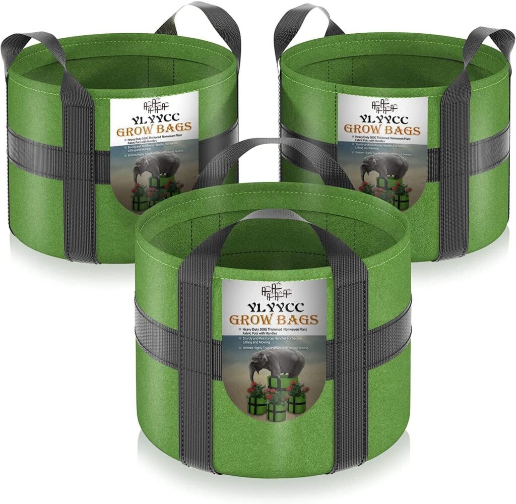 22 litres Grow Bags Heavy Duty Thickened Nonwoven Plant Fabric Pots with Handles, Durable Portable Bags, Cylindrical (pack of 3)