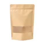 Kraft Packaging Bags Stand Up Pouch Ziplock Food Small Brown Paper Bag with Window (pack of 50)